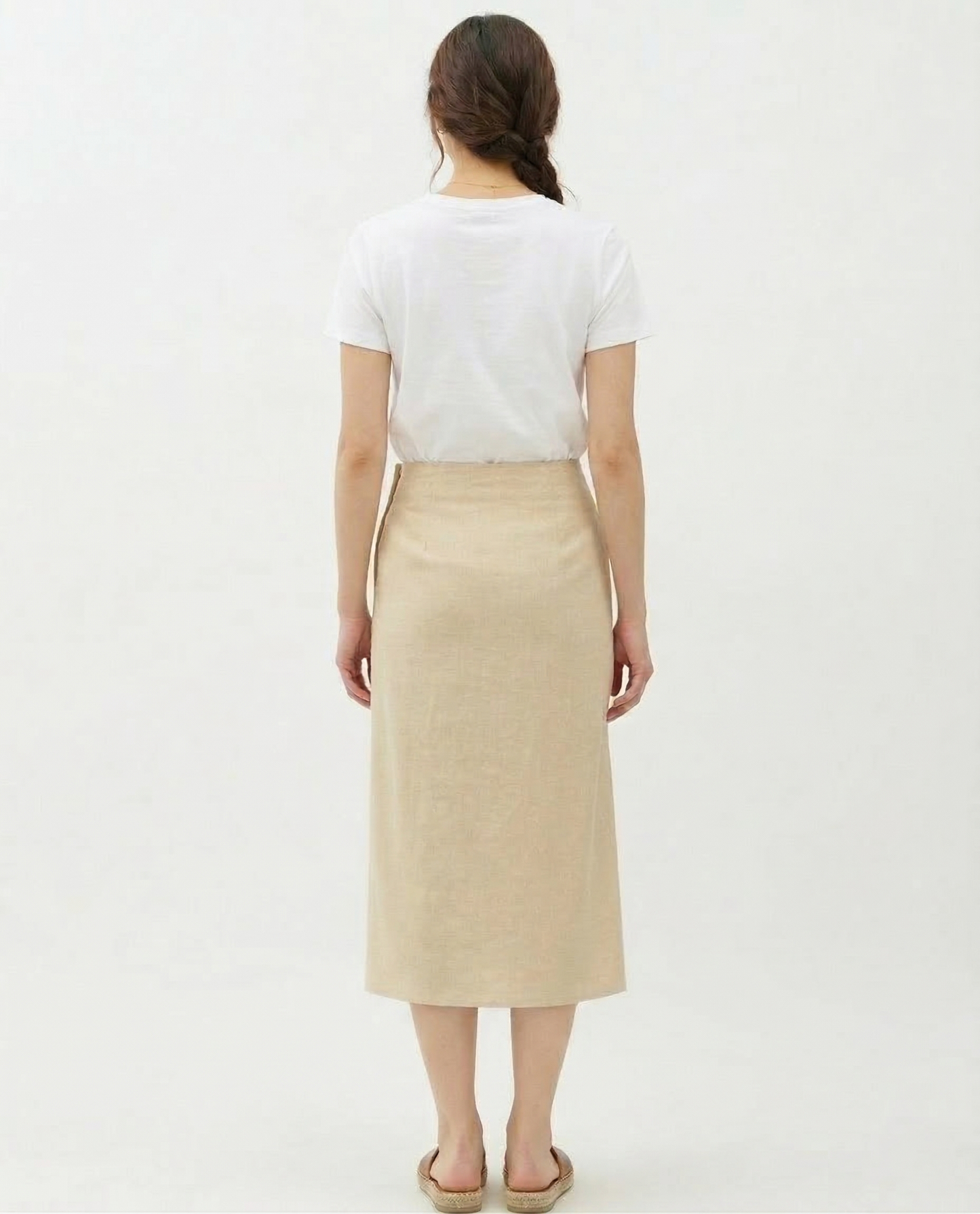 The Harvest Linen Button-Front Midi Skirt Janise