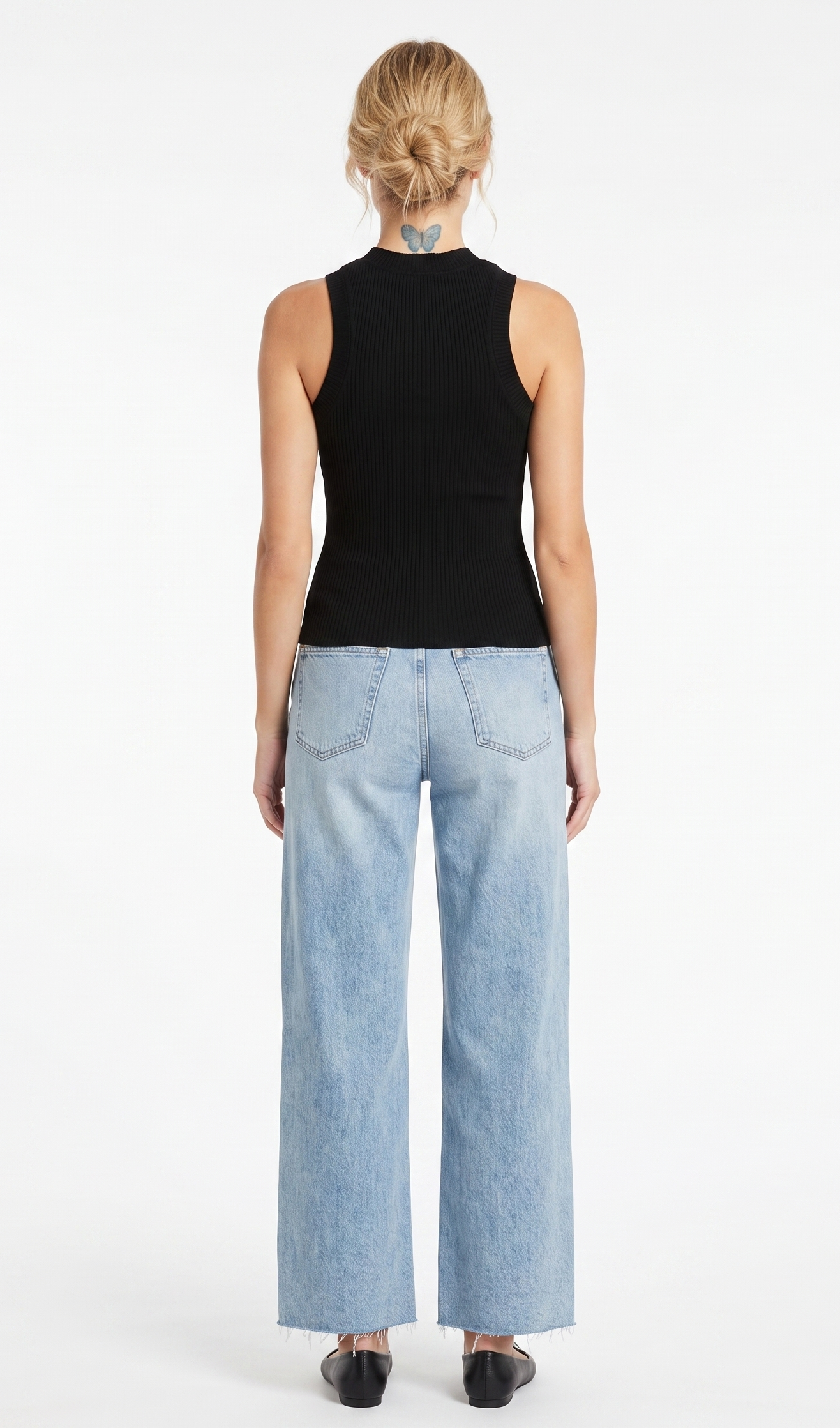 The Metropolitan Ribbed High-Neck Racerback Tank in Black