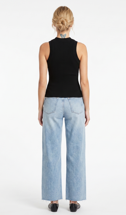 The Metropolitan Ribbed High-Neck Racerback Tank in Black