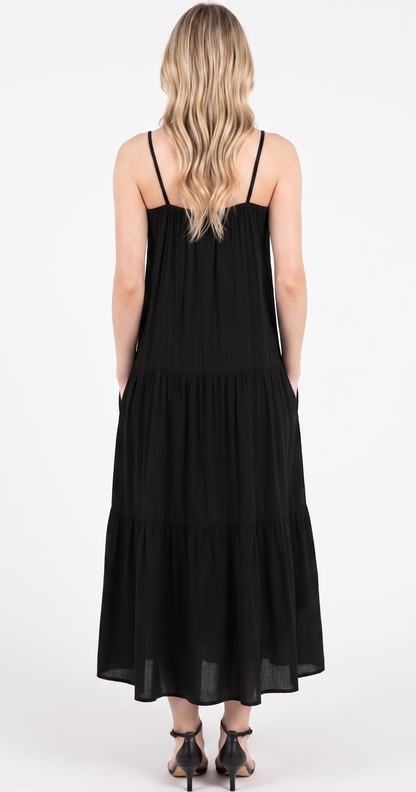 The Isla Rayon Tiered Cami Midi Dress