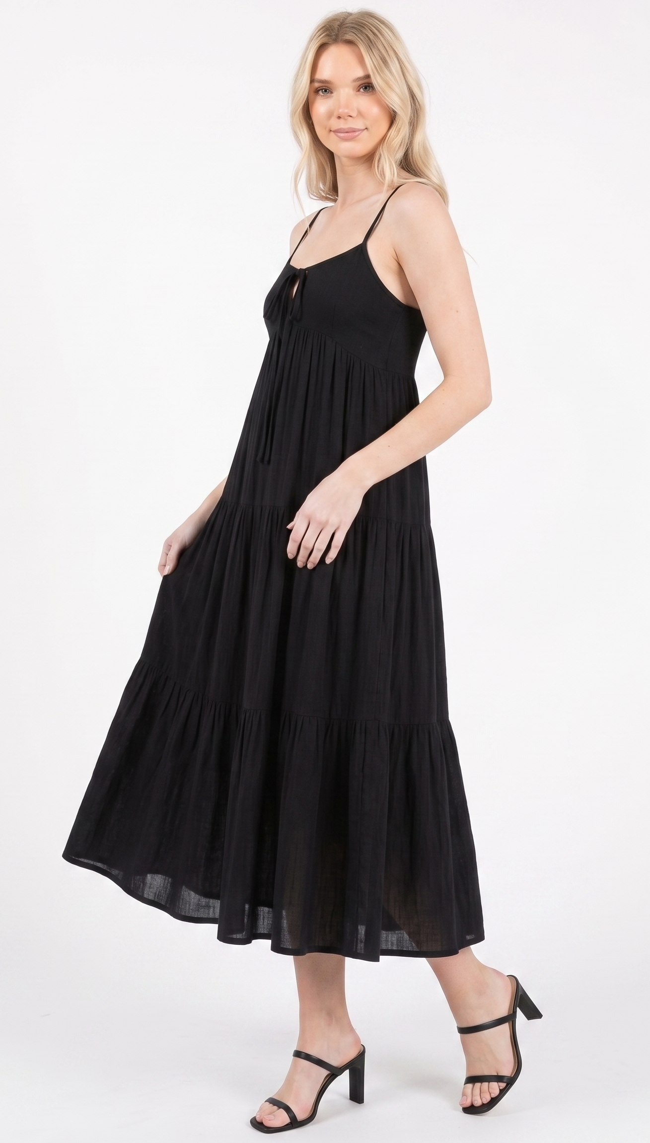 The Isla Rayon Tiered Cami Midi Dress
