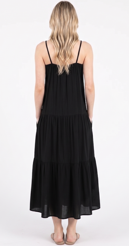 The Isla Rayon Tiered Cami Midi Dress