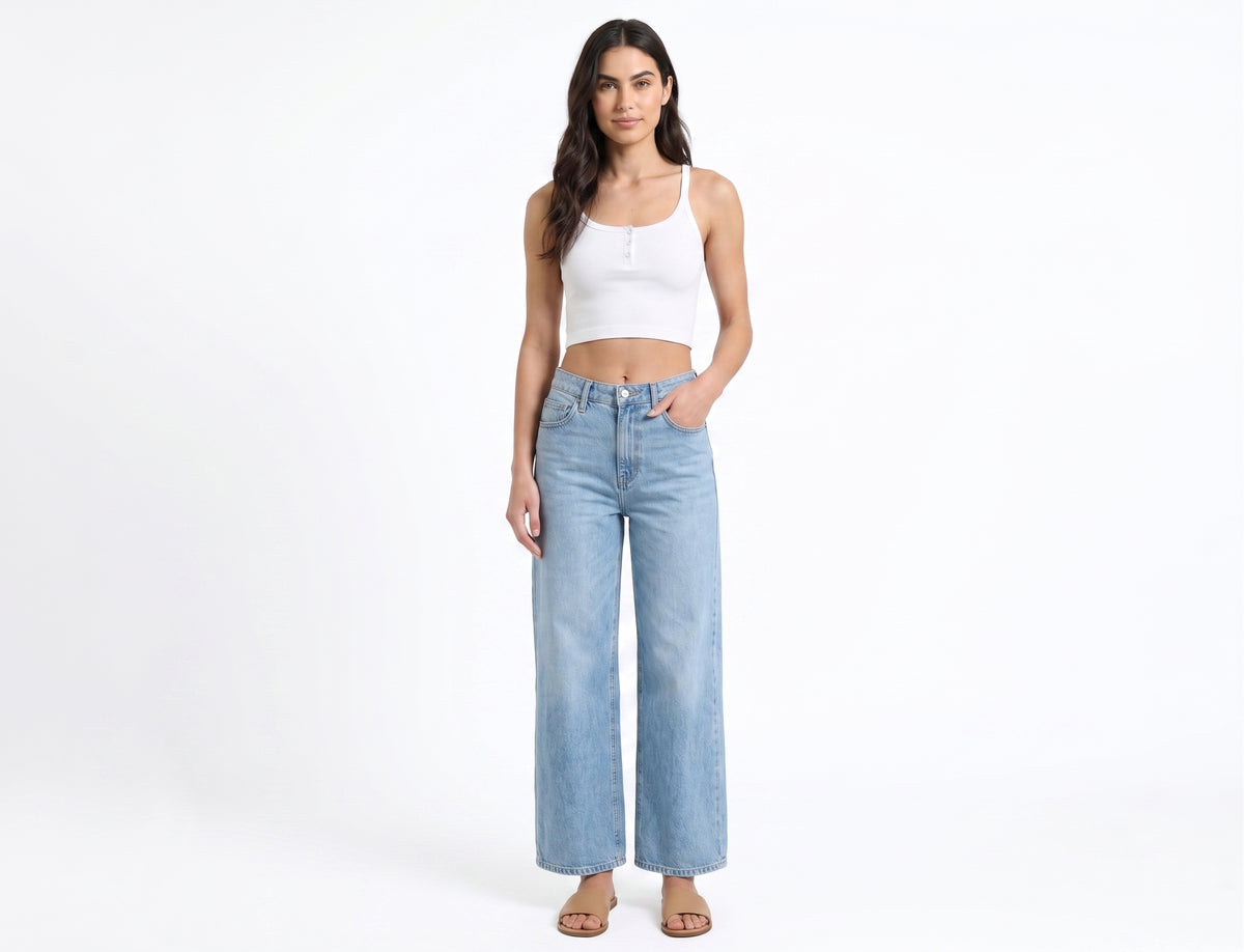 The Stella Seamless Ribbed Snap-Front Cropped Tank