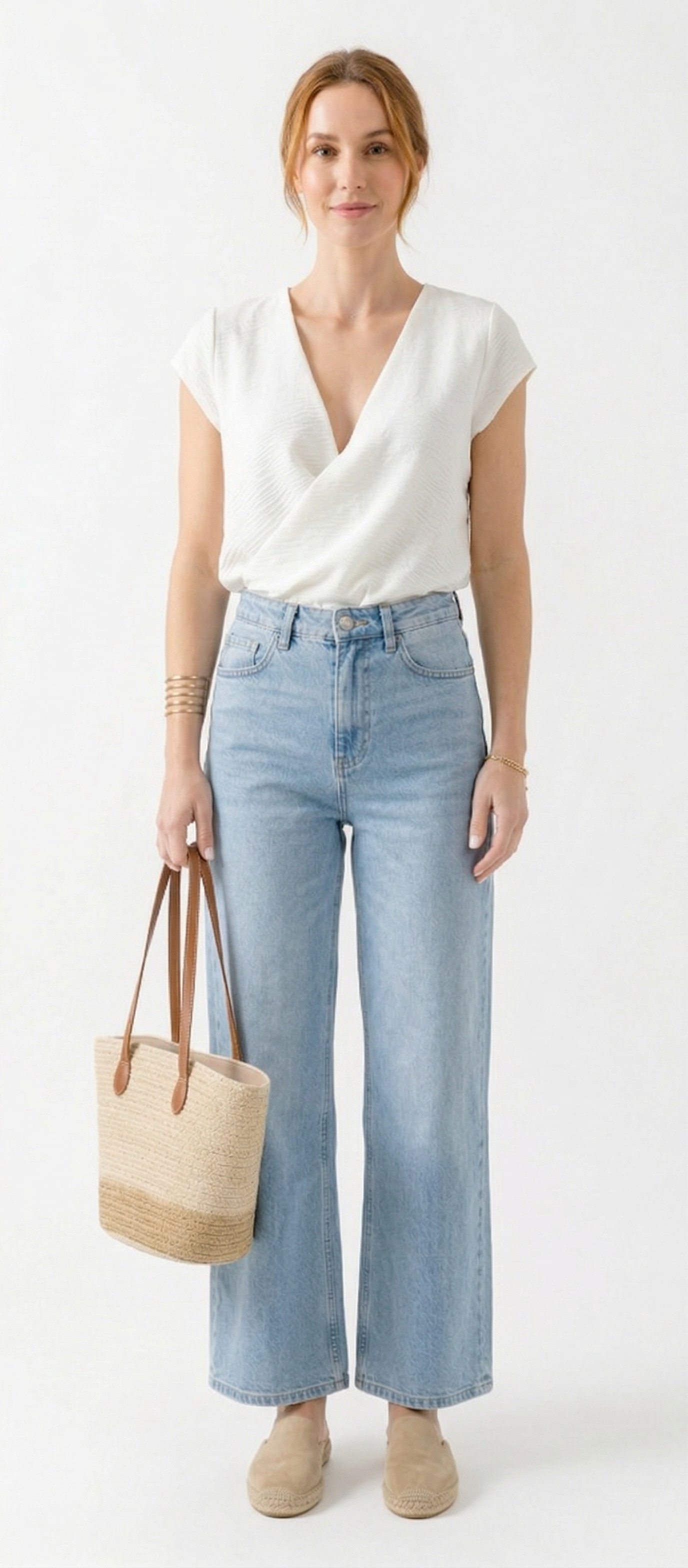 The Aria Textured Wrap-Front Tie-Back Top