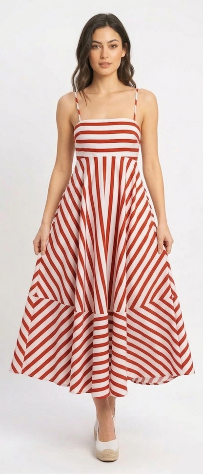 The Perspective Striped Midi Dress