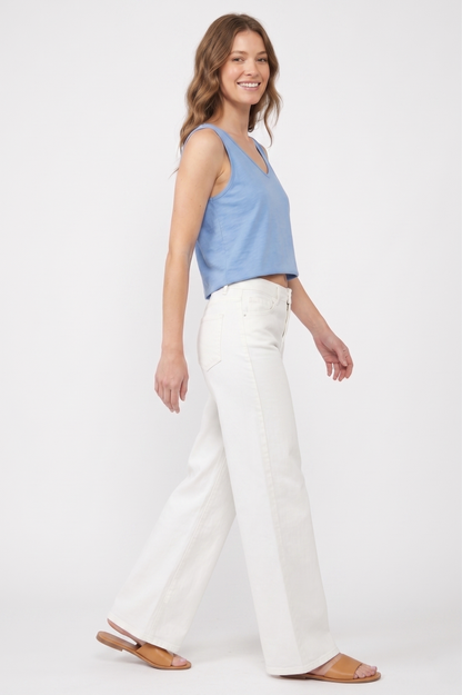 The Harbor High-Rise Wide-Leg White Jean