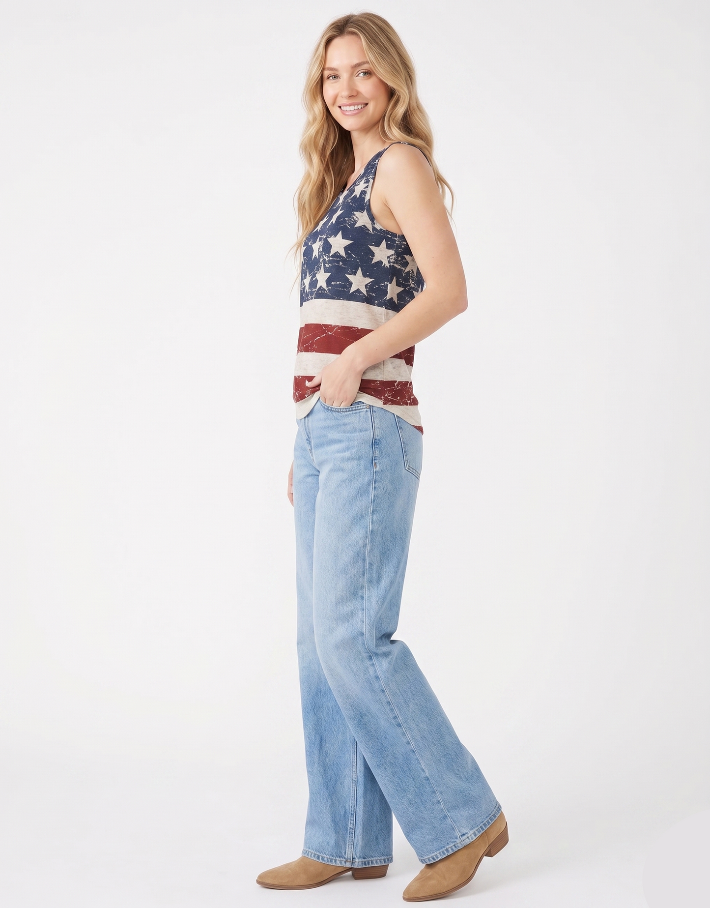 Distressed American Flag Tank Top