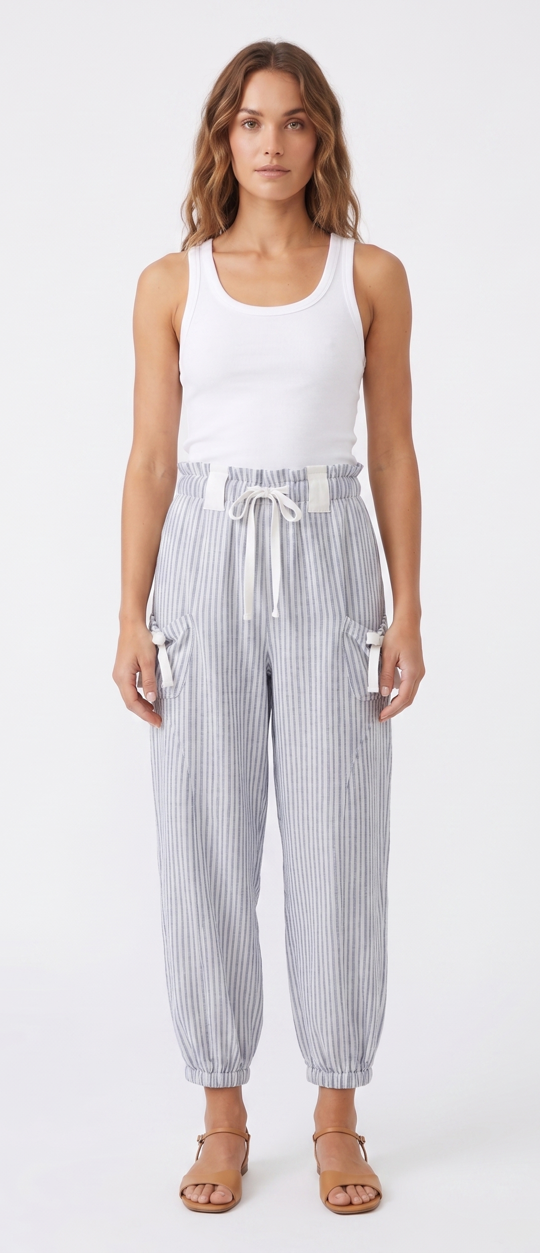 Striped Smocked Waist Pocket Jogger Pants