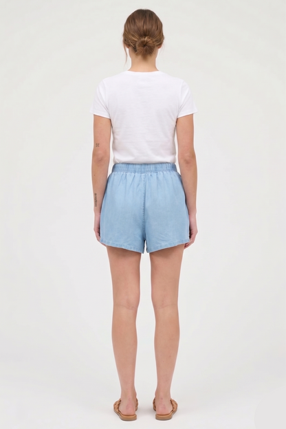 The Malibu Breeze Chambray Drawstring Shorts