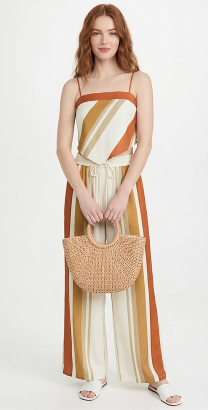 The Solstice Striped Tie-Back Co-ord top