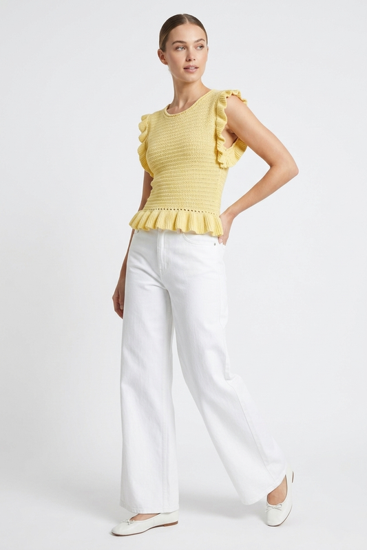 The Ruffle-Trim Crochet Peplum Top