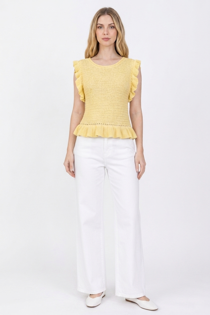 The Ruffle-Trim Crochet Peplum Top