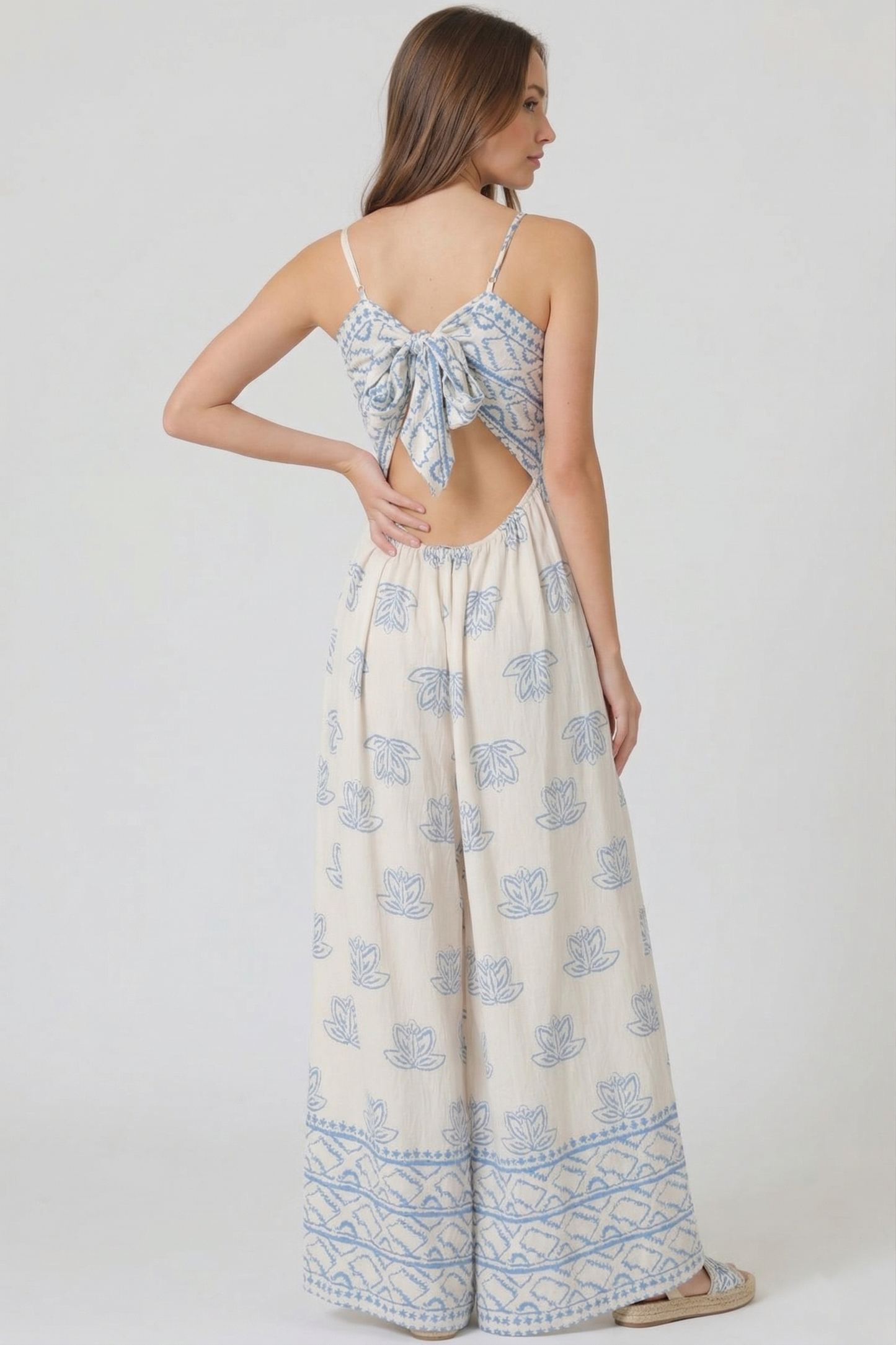 The Aegean Scalloped Tie-Back Palazzo Jumpsuit