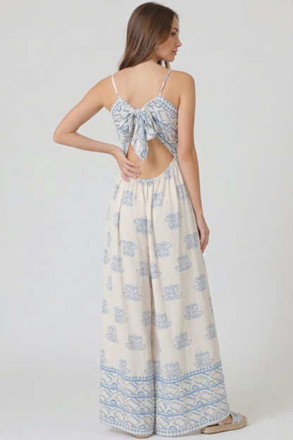 The Aegean Scalloped Tie-Back Palazzo Jumpsuit