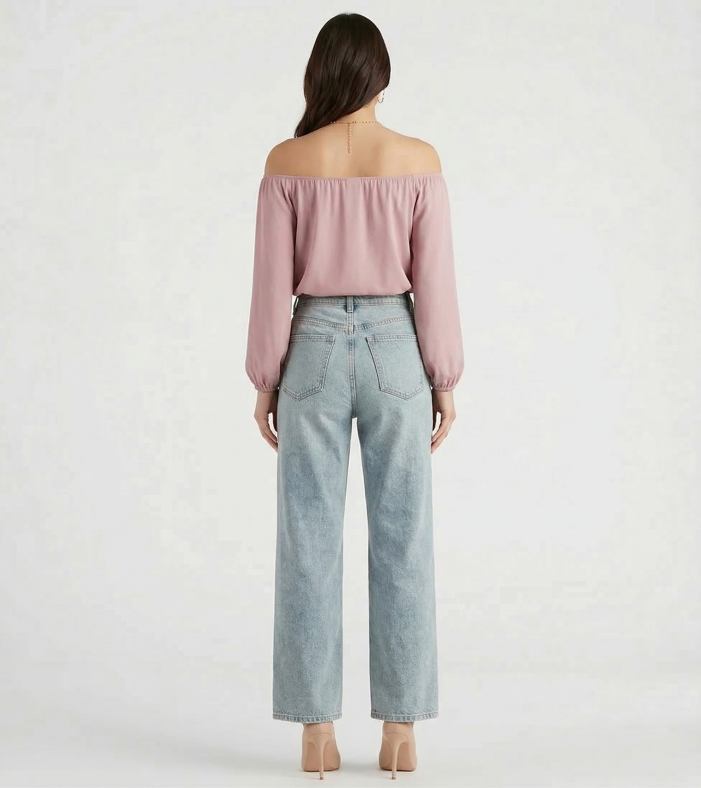 Rose Off-The-Shoulder Bishop Sleeve Blouse