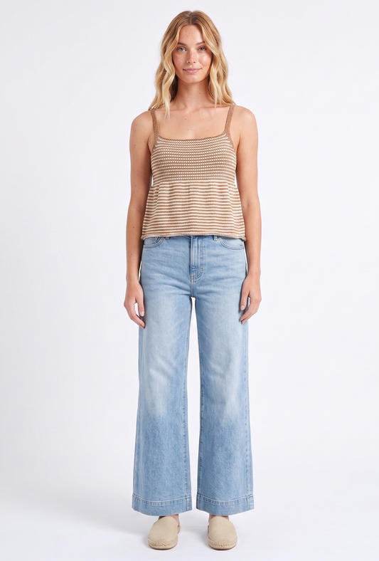 The Sienna Textured Crochet Knit Cami connie