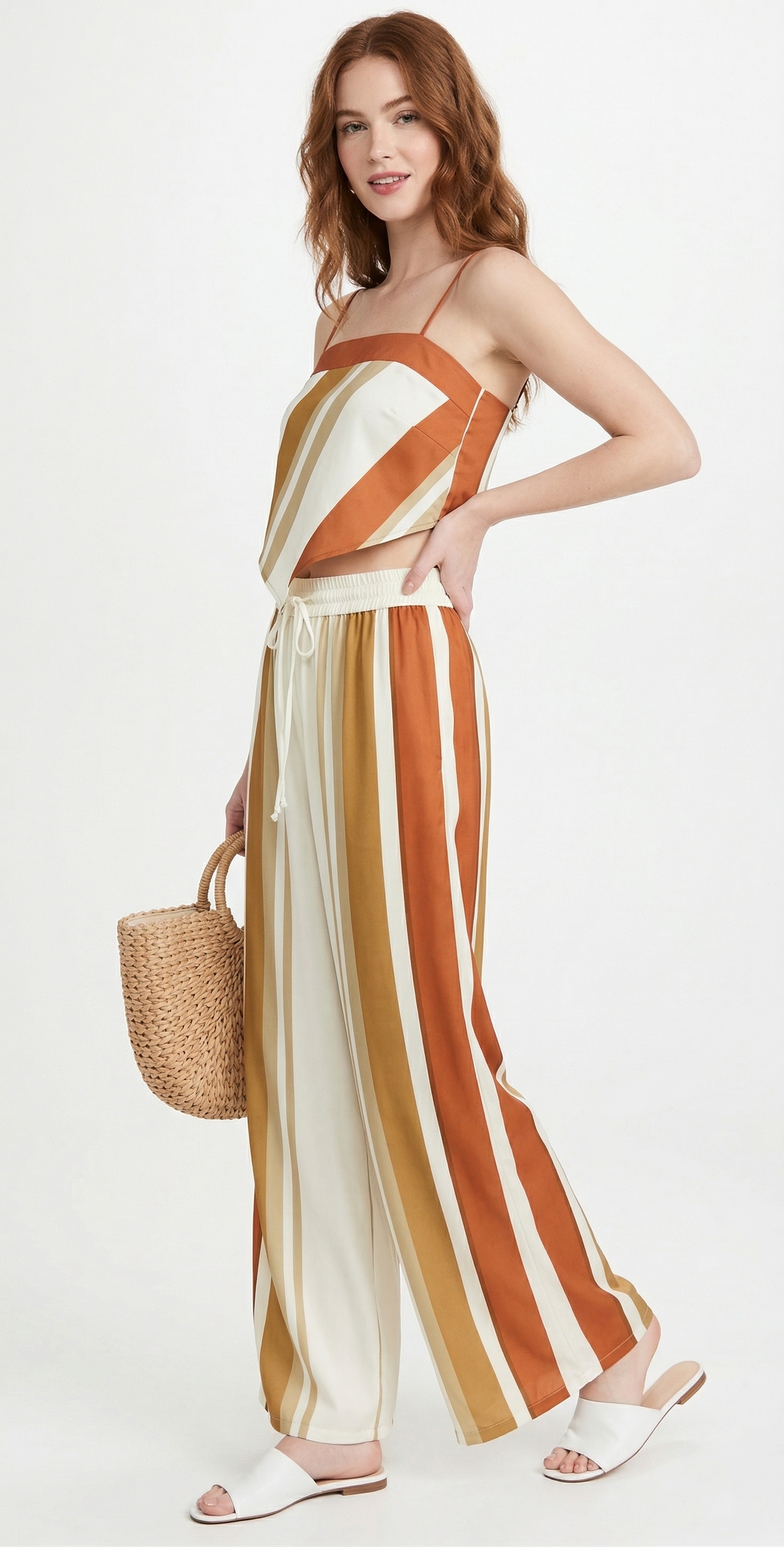 The Solstice Striped Tie-Back Co-ord top