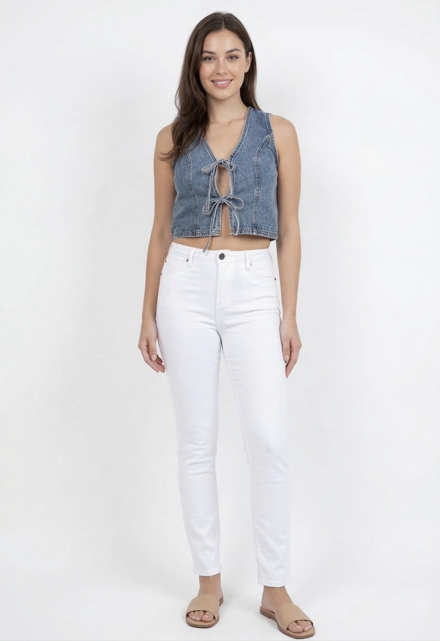 DenimTie front Denim Vest