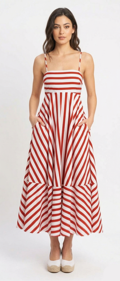 The Perspective Striped Midi Dress