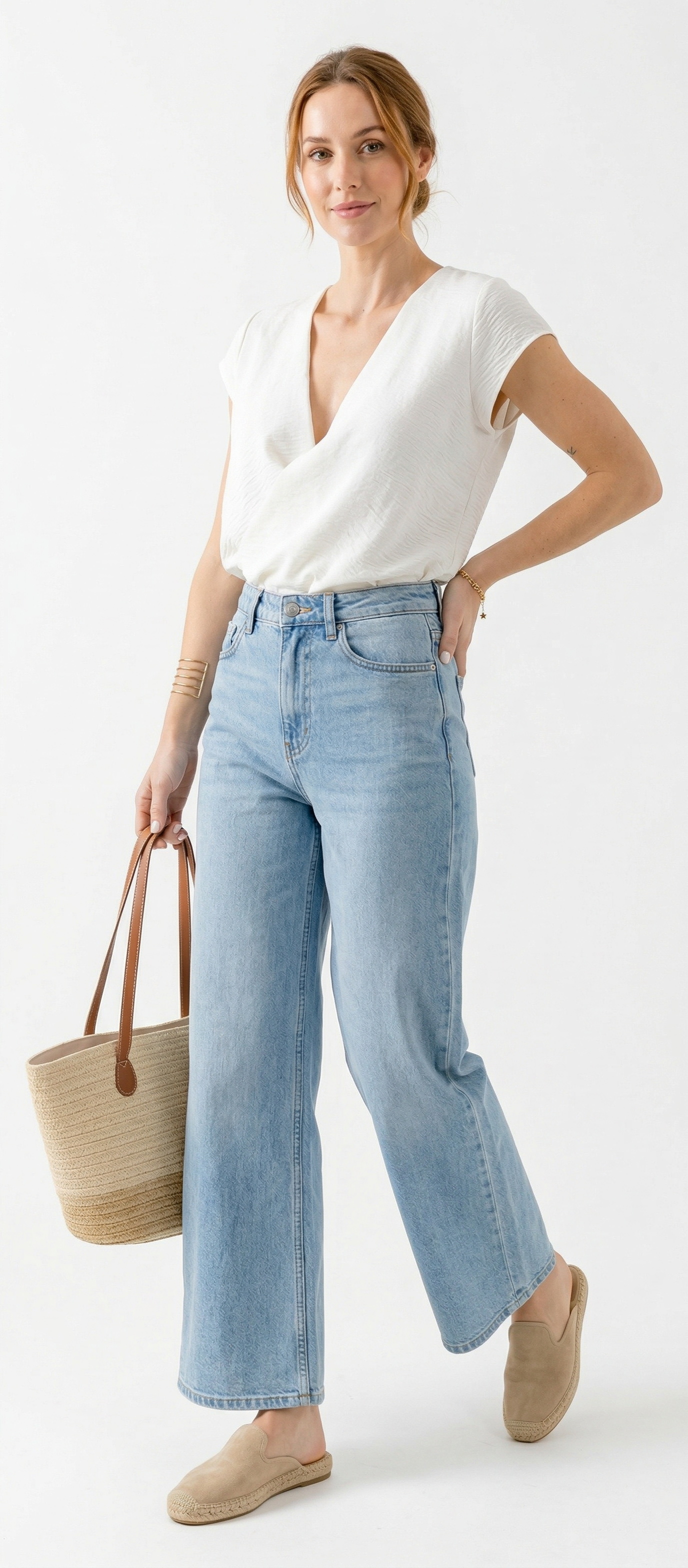 The Aria Textured Wrap-Front Tie-Back Top