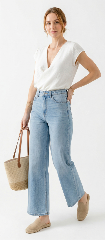 The Aria Textured Wrap-Front Tie-Back Top