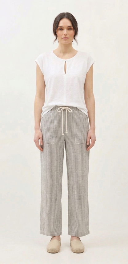 The Harbor Pinstripe Linen Drawstring Pant