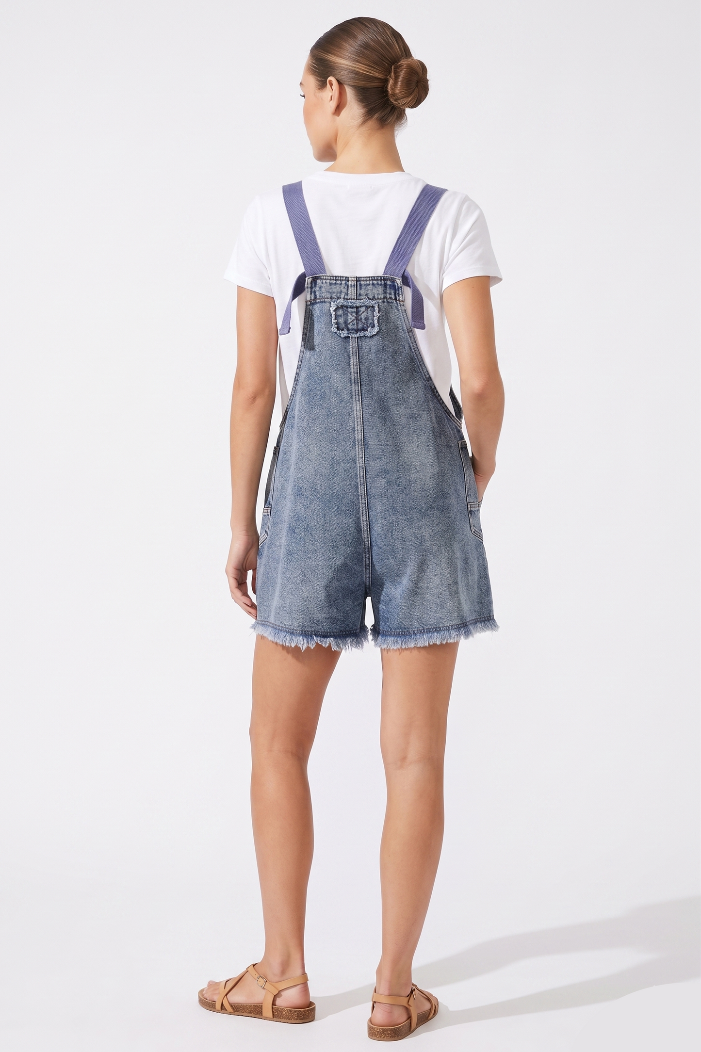 Acid Wash Denim Overall Romper