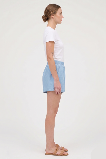 The Malibu Breeze Chambray Drawstring Shorts