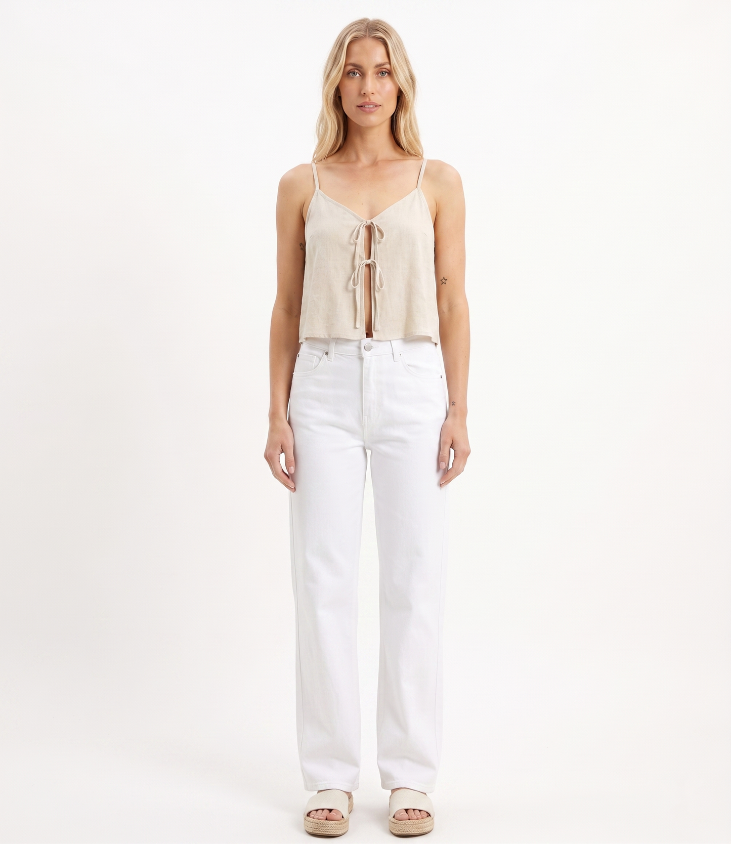 The Tulum Travel Tie-Front Linen Cami Top