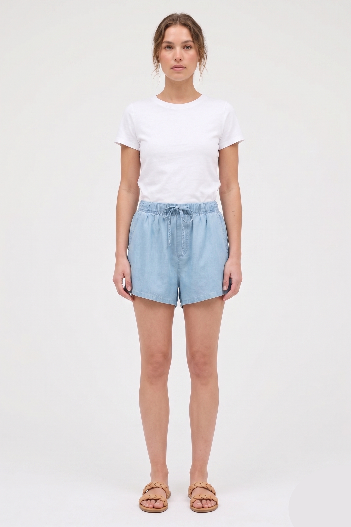 The Malibu Breeze Chambray Drawstring Shorts