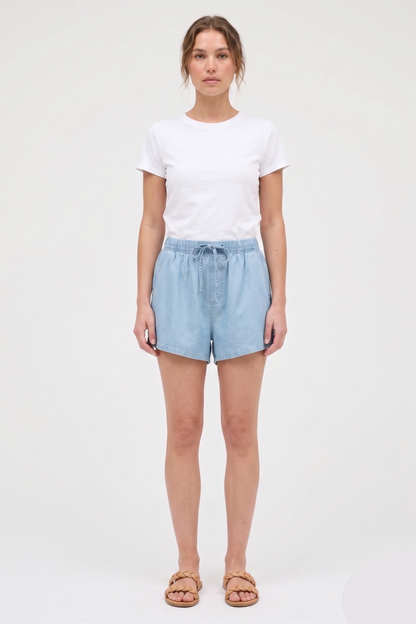 The Malibu Breeze Chambray Drawstring Shorts