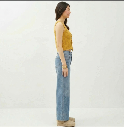 Mustard Crochet Tie Front vest