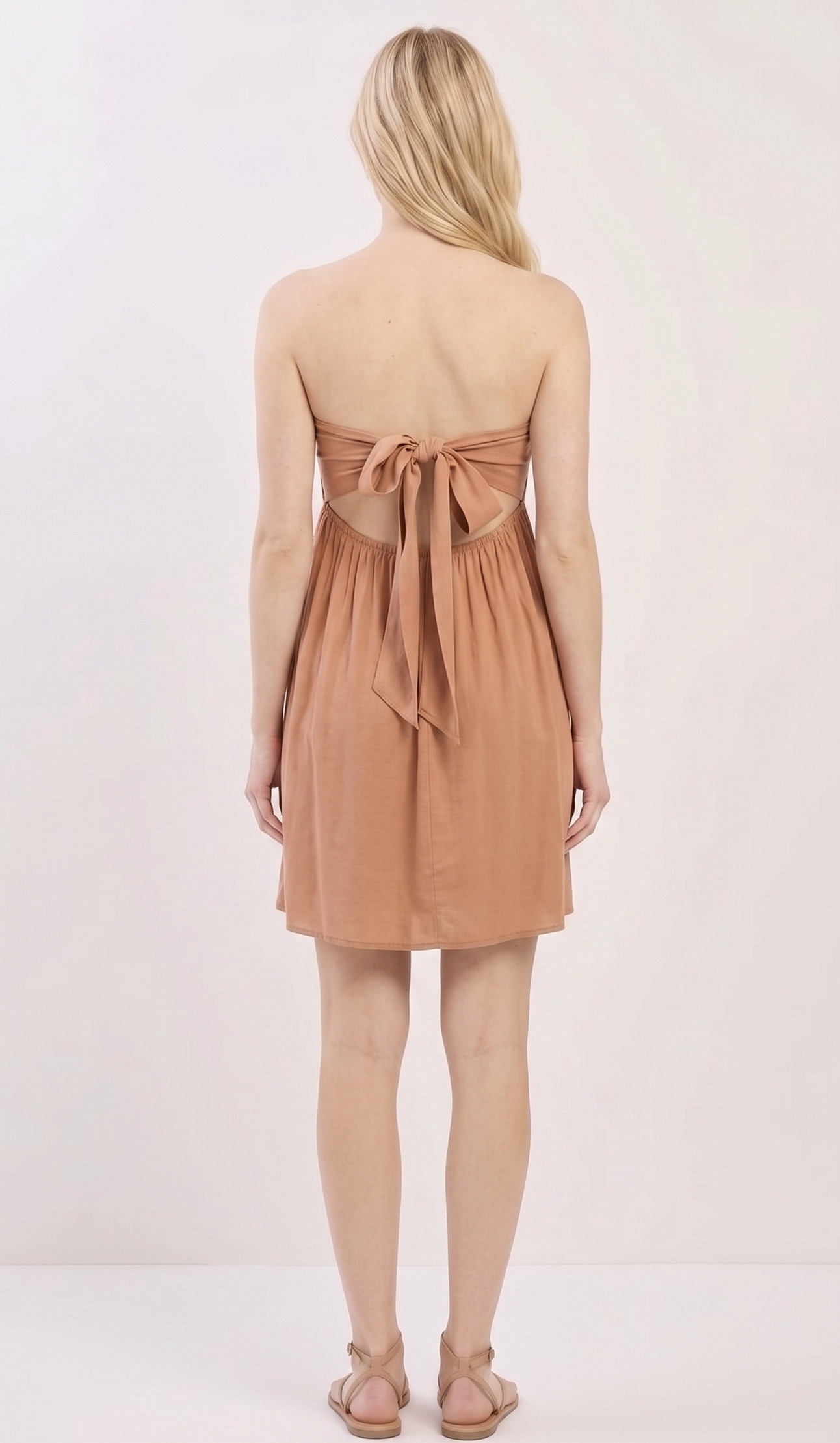 The Golden Hour Smocked Back-Tie Strapless Mini Dress