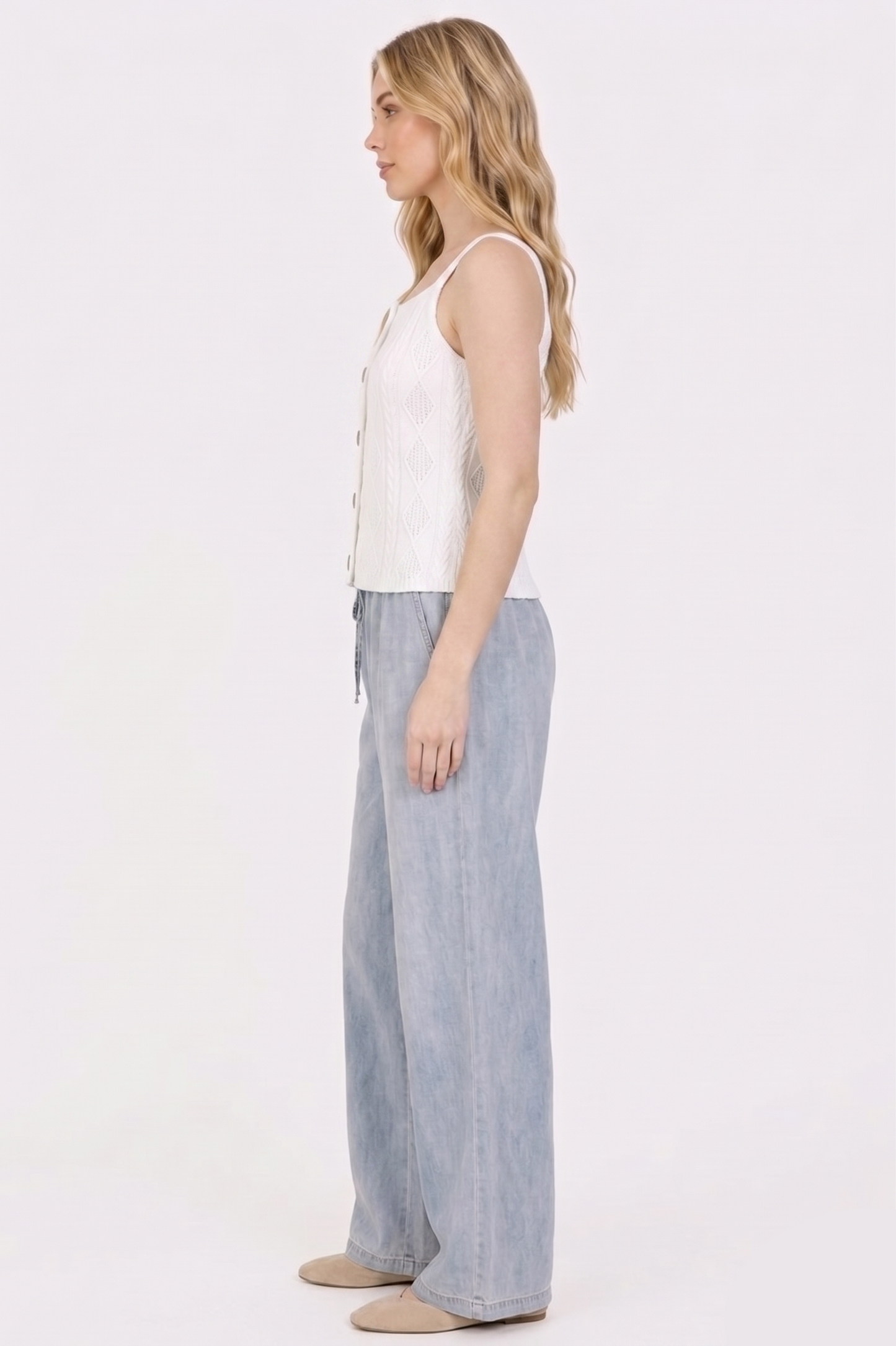 The Aria Diamond Pointelle Tailored Knit Vest