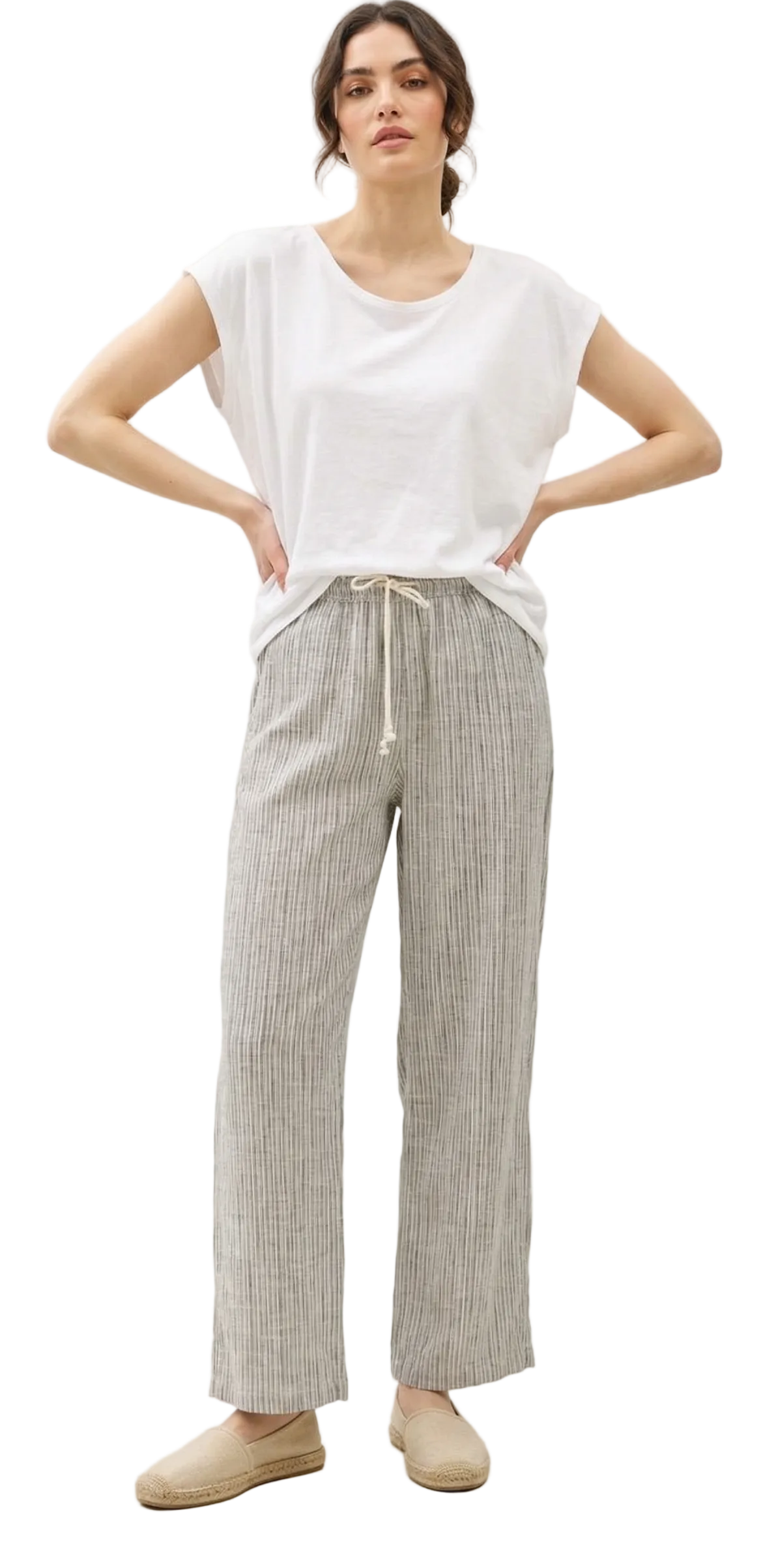 The Harbor Pinstripe Linen Drawstring Pant