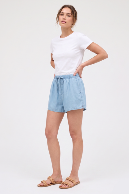 The Malibu Breeze Chambray Drawstring Shorts
