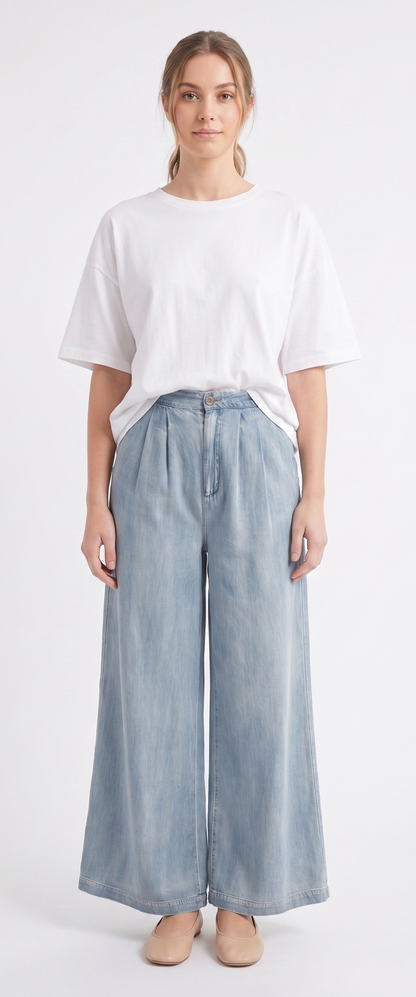 The Coastal Sunrise Bleach Wash Wide-Leg Pants