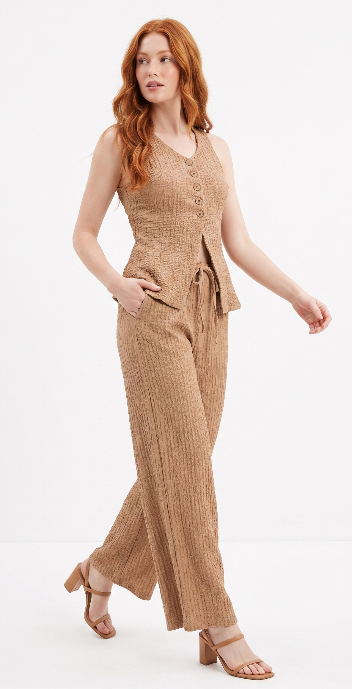 The Santorini Textured Button-Front Vest Top