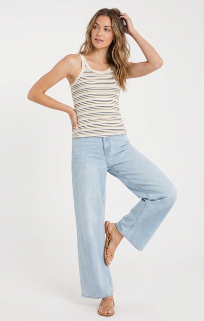 The Retro Stripe Ribbed Racerback Tank
