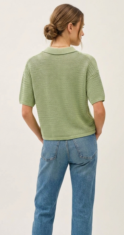 The Sage Garden Crochet Knit Polo
