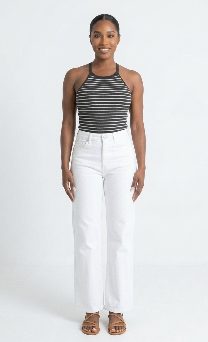 The Venice Beach High-Neck Striped Crop Tank