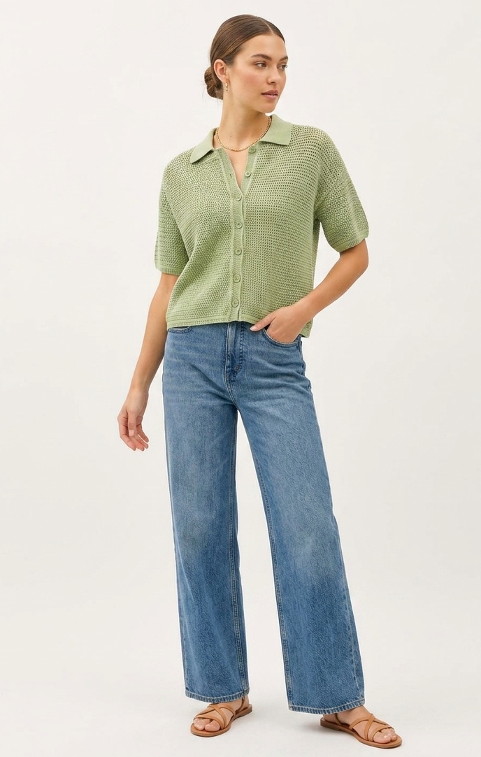 The Sage Garden Crochet Knit Polo