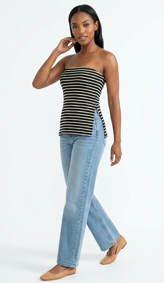 The Malibu Sunset Striped Side-Slit Tube Top