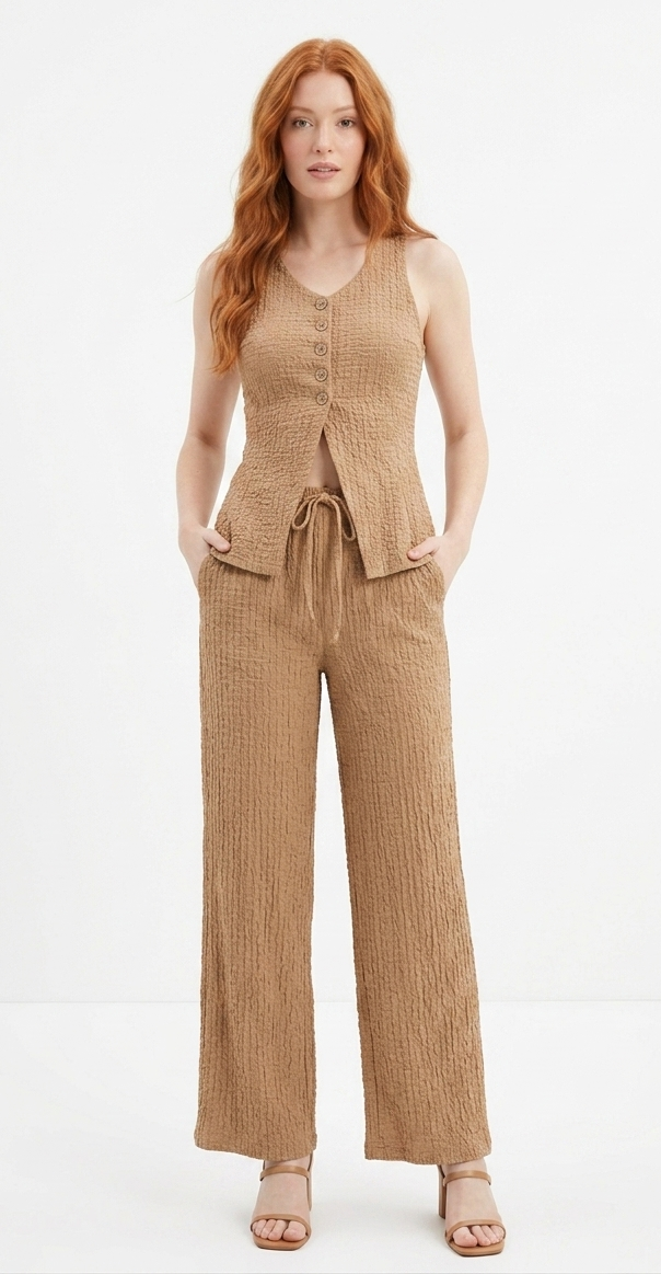 The Santorini Textured Button-Front Vest Top