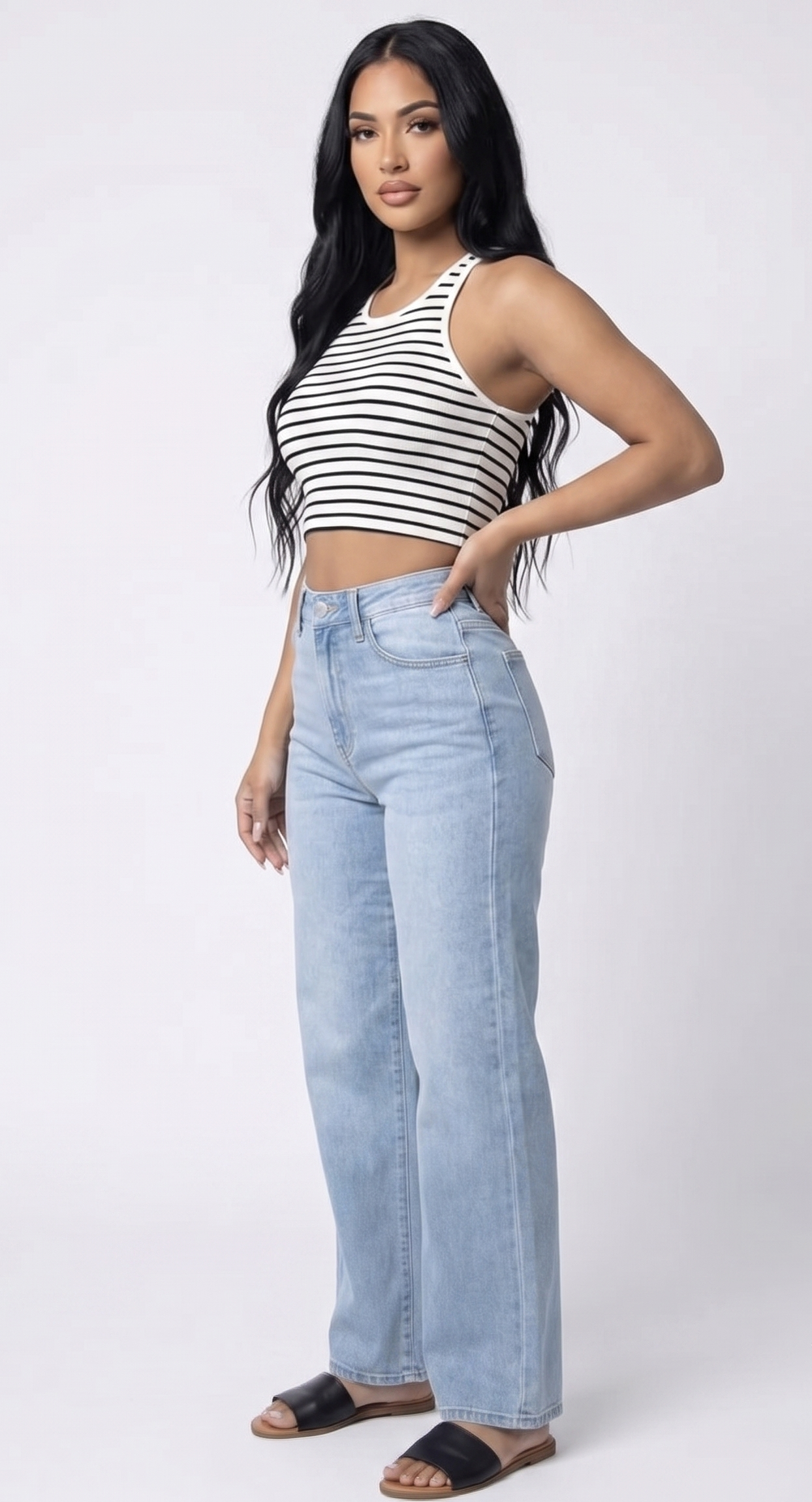 The Boardwalk Ribbed Halter Stripe Cami