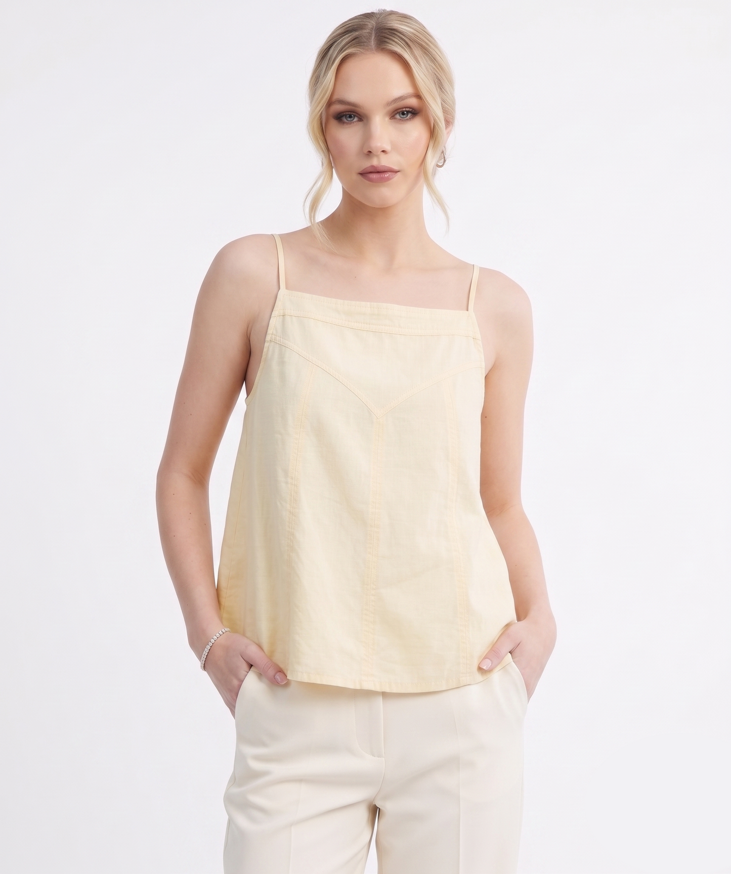 The Sunwashed Citrus Halter Peplum Cami