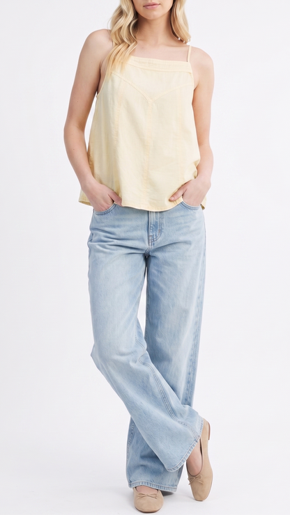 The Sunwashed Citrus Halter Peplum Cami