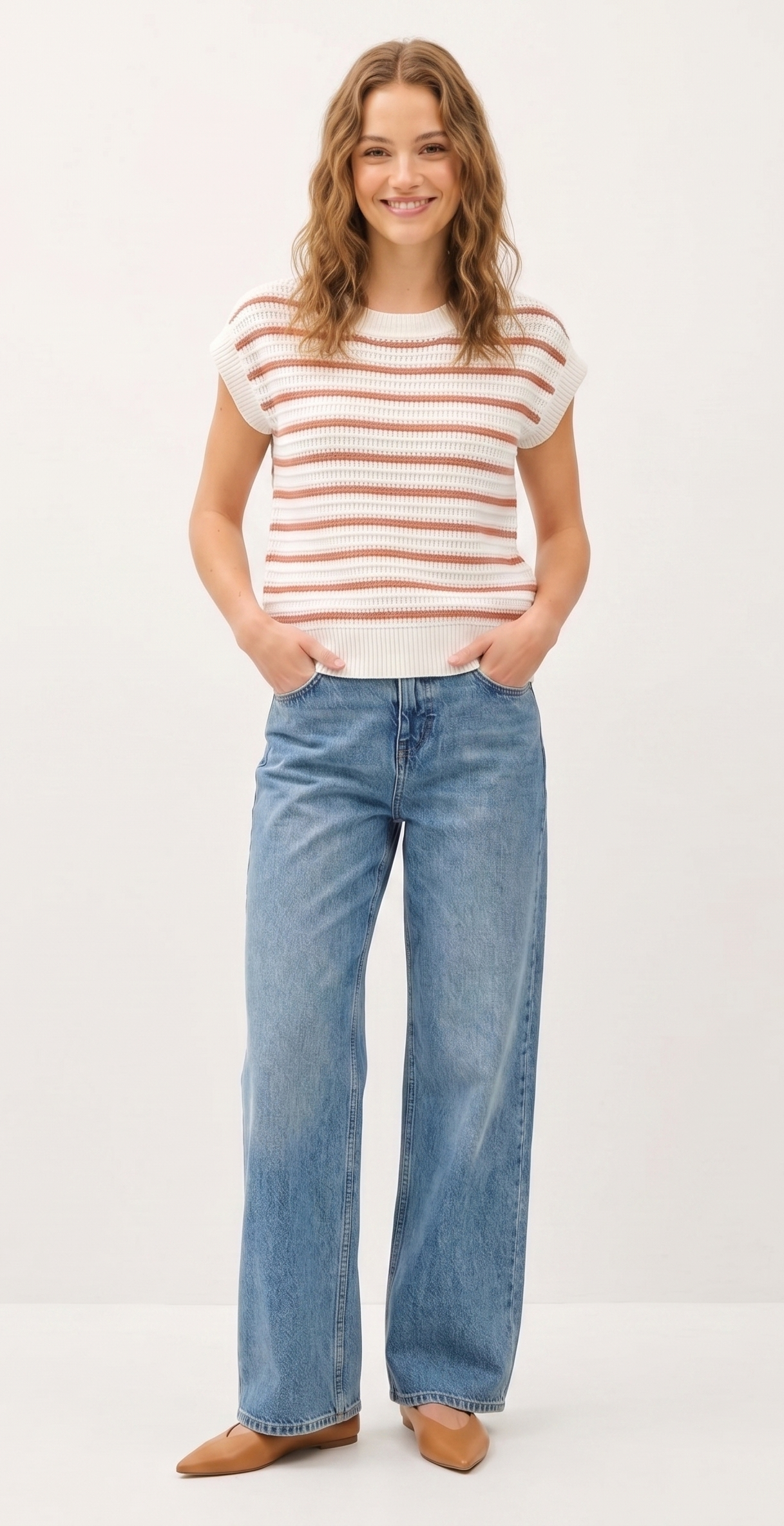 The Sunset Stripe Knit Cap-Sleeve Tank