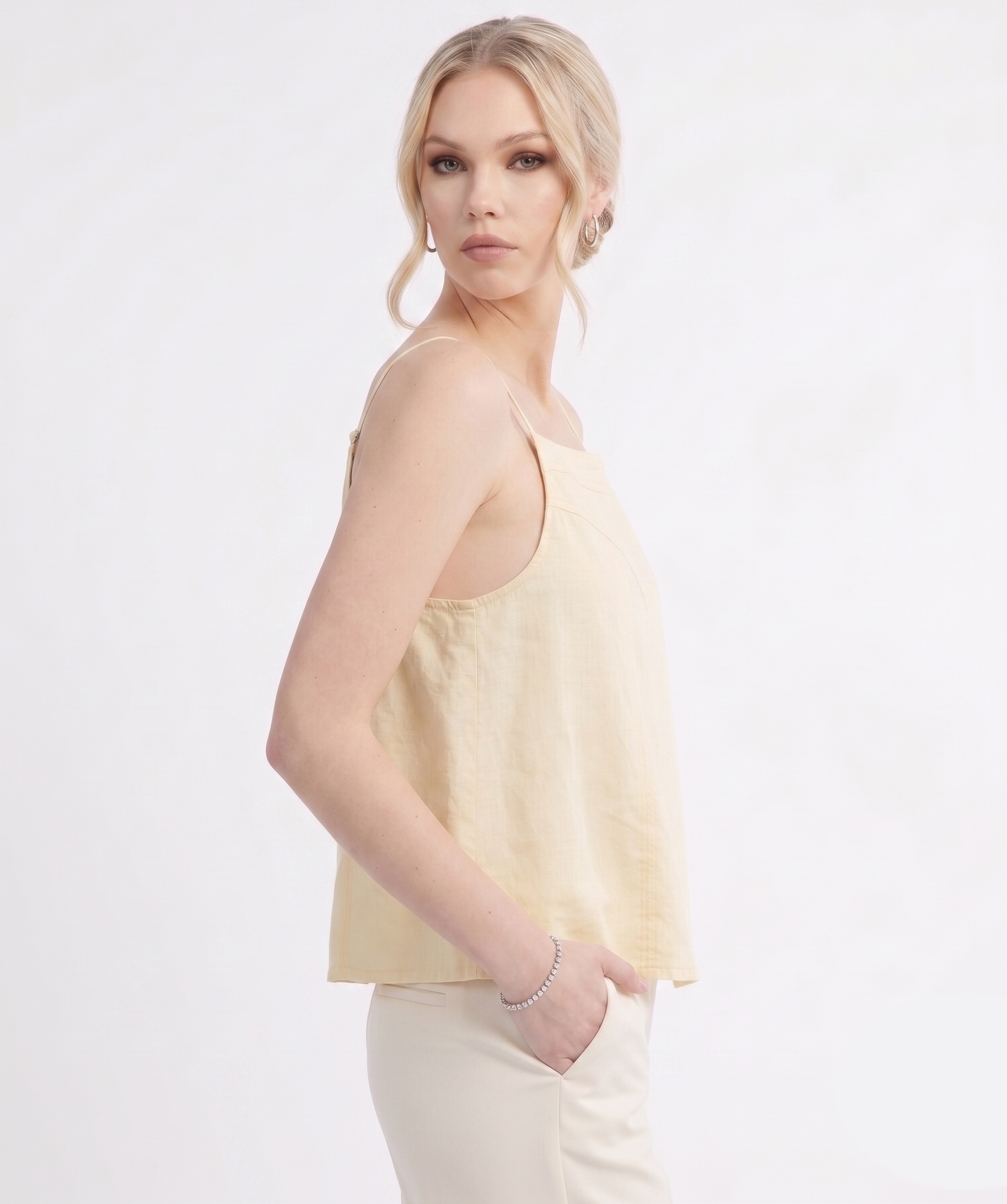 The Sunwashed Citrus Halter Peplum Cami