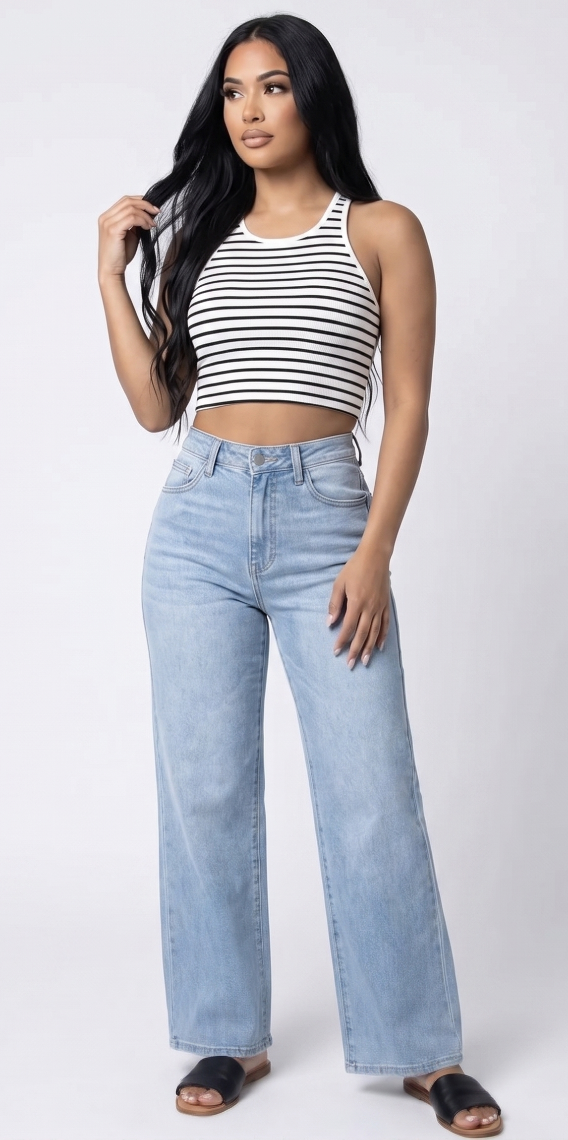 The Boardwalk Ribbed Halter Stripe Cami